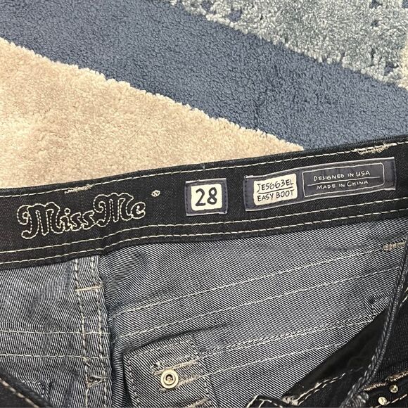 Miss Me Dark Denim Jeans with Unique Button Silver Sequins Detail - Picture 10 of 12